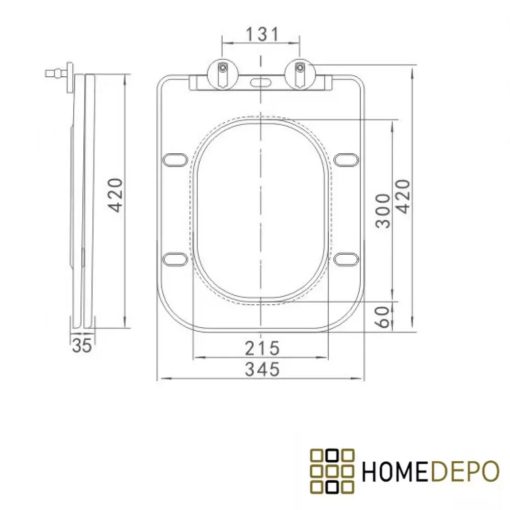 HD Slim "D" Glossy White WC tető fényes króm zsanérral