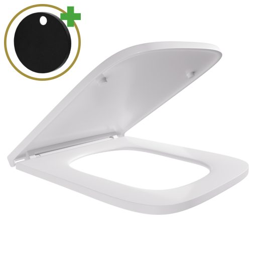 HD Slim "D" Glossy White WC tető matt fekete zsanérral