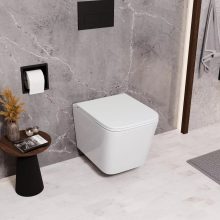 HD Slim "D" Glossy White WC tető matt fekete zsanérral