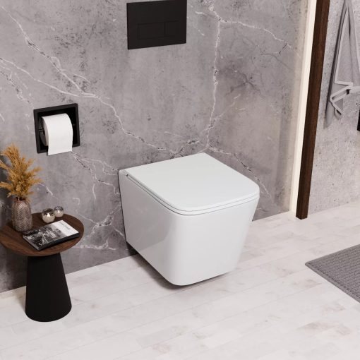 HD Slim "D" Glossy White WC tető matt fekete zsanérral