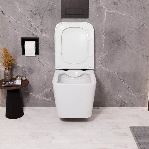 HD Slim "D" Glossy White WC tető matt fekete zsanérral