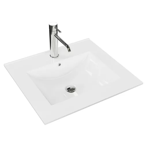 HD E09 Glossy White 50 cm fényes fehér slim kerámia mosdó