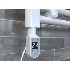   HD Eco 600W elektromos fűtőpatron törölközőszárító radiátorhoz digitális hőfokszabályozóval, fényes fehér