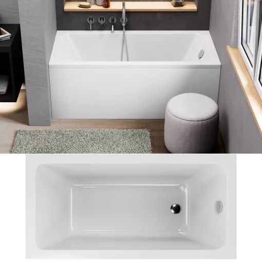 HD Line 140x70 cm hosszú egyenes akril kád lábbal és előlappal