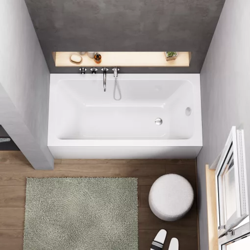 HD Line 140x70 cm hosszú egyenes akril kád lábbal és előlappal