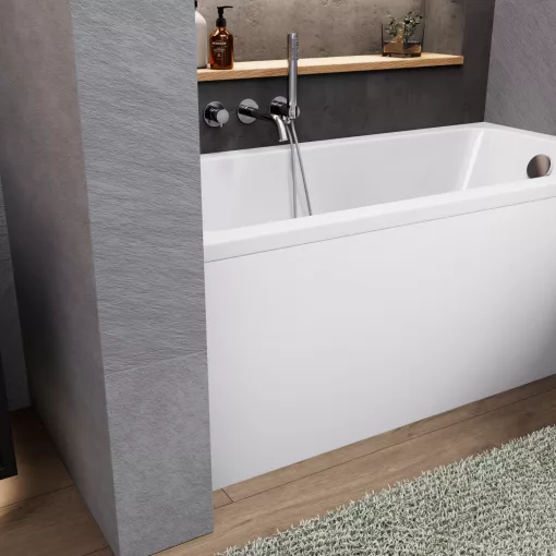 HD Line 140x70 cm hosszú egyenes akril kád lábbal és előlappal