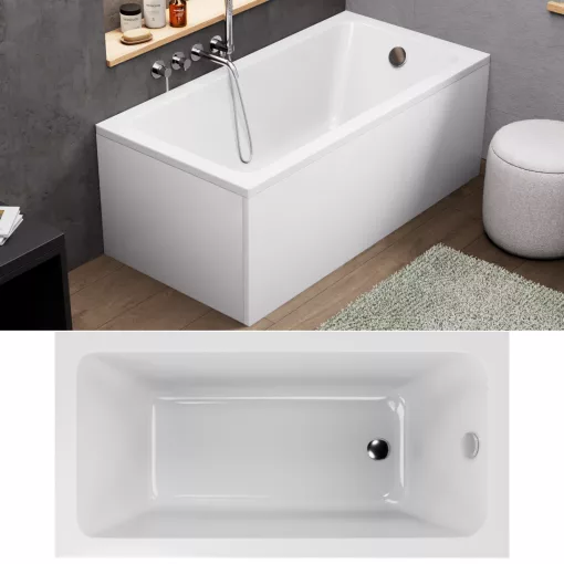 HD Line 140x70 cm hosszú egyenes akril kád lábbal, elő- és oldallappal