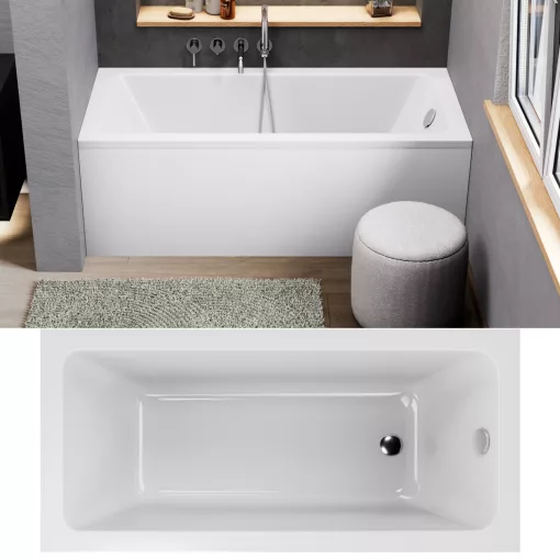 HD Line 150x70 cm hosszú egyenes akril kád lábbal és előlappal