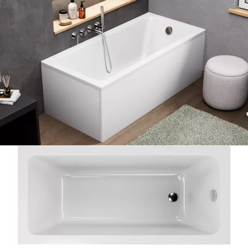 HD Line 150x70 cm hosszú egyenes akril kád lábbal, elő- és oldallappal