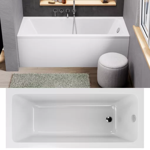 HD Line 160x70 cm hosszú egyenes akril kád lábbal és előlappal