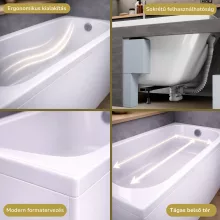 HD Line 160x70 cm hosszú egyenes akril kád lábbal és előlappal