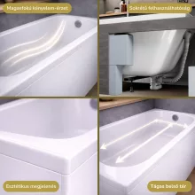 HD Line 160x70 cm hosszú egyenes akril kád lábbal, elő- és oldallappal