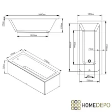 HD Line 160x70 cm hosszú egyenes akril kád lábbal, elő- és oldallappal