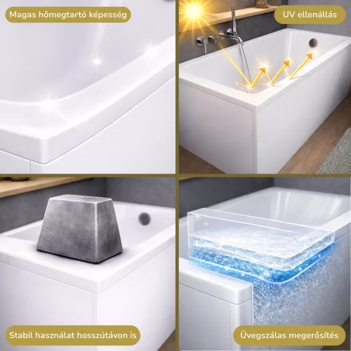 HD Line 170x70 cm hosszú egyenes akril kád lábbal és előlappal