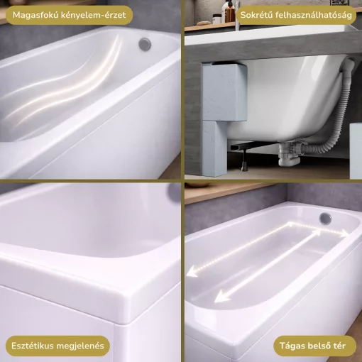 HD Line 170x70 cm hosszú egyenes akril kád lábbal, elő- és oldallappal