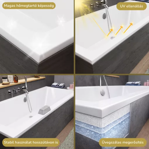 HD Harmony 170x75 cm hosszú egyenes akril kád lábbal