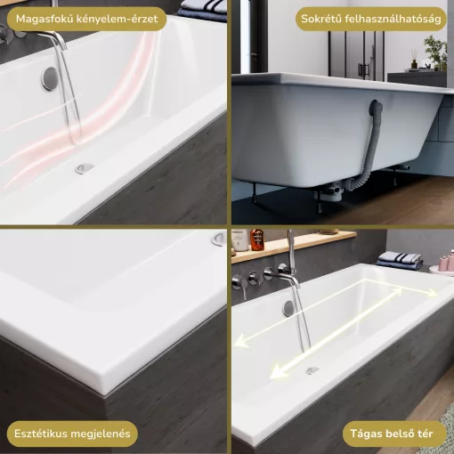 HD Harmony 170x75 cm hosszú egyenes akril kád lábbal