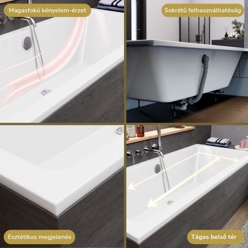 HD Harmony 170x75 cm hosszú egyenes akril kád