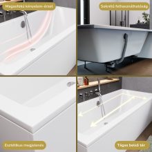 HD Harmony 180x80 cm hosszú egyenes akril kád lábbal és előlappal