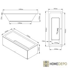HD Harmony 170x75/180x80 cm hosszú egyenes akril kád
