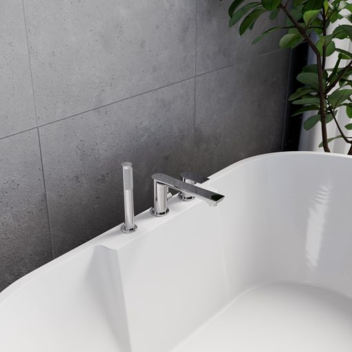 HD Econic Chrome íves perembe építhető 3-lyukú kádtöltő csaptelep