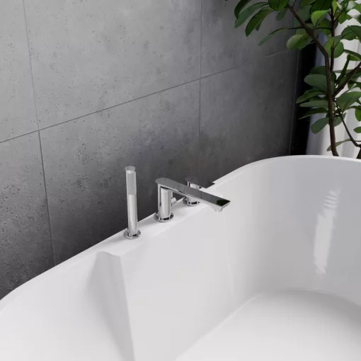 HD Econic Chrome íves perembe építhető 3-lyukú kádtöltő csaptelep