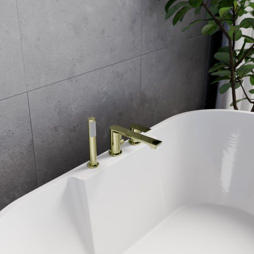 HD Econic Glossy Gold perembe építhető 3-lyukú kádtöltő csaptelep