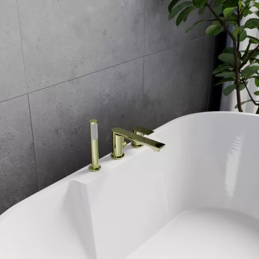 HD Econic Glossy Gold perembe építhető 3-lyukú kádtöltő csaptelep
