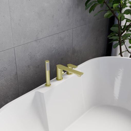 HD Econic Brushed Gold perembe építhető 3-lyukú kádtöltő csaptelep