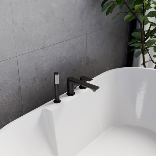 HD Econic Black perembe építhető 3-lyukú kádtöltő csaptelep