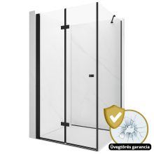 HD Felix "S" Black szögletes összecsukható nyílóajtós zuhanykabin 6 mm vastag vízlepergető biztonsági üveggel, fekete elemekkel, 195 cm magas