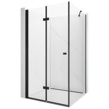 HD Felix "S" Black szögletes összecsukható nyílóajtós zuhanykabin 6 mm vastag vízlepergető biztonsági üveggel, fekete elemekkel, 195 cm magas