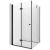   HD Felix "S" Black aszimmetrikus szögletes összecsukható nyílóajtós zuhanykabin 6 mm vastag vízlepergető biztonsági üveggel, fekete elemekkel, 195 cm magas