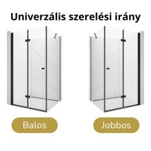 HD Felix "S" Black szögletes összecsukható nyílóajtós zuhanykabin 6 mm vastag vízlepergető biztonsági üveggel, fekete elemekkel, 195 cm magas