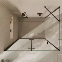 HD Felix "S" Black szögletes összecsukható nyílóajtós zuhanykabin 6 mm vastag vízlepergető biztonsági üveggel, fekete elemekkel, 195 cm magas