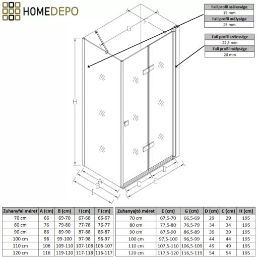 HD Felix "S" Black szögletes összecsukható nyílóajtós zuhanykabin 6 mm vastag vízlepergető biztonsági üveggel, fekete elemekkel, 195 cm magas