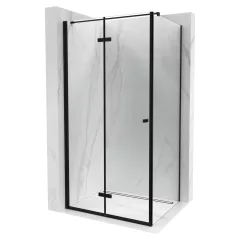   HD Felix "F" Black szögletes összecsukható nyílóajtós zuhanykabin 6 mm vastag vízlepergető biztonsági üveggel, fekete elemekkel, 195 cm magas