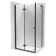  HD Felix "L" Black szögletes összecsukható nyílóajtós zuhanykabin 6 mm vastag vízlepergető biztonsági üveggel, fekete elemekkel, 195 cm magas