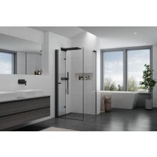 HD Felix "L" Black 70x100 aszimmetrikus szögletes összecsukható nyílóajtós zuhanykabin 6 mm vastag vízlepergető biztonsági üveggel, fekete elemekkel, 195 cm magas