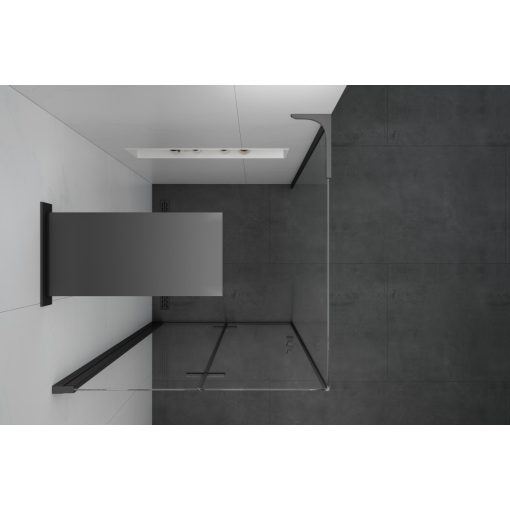 HD Felix "L" Black 70x100 aszimmetrikus szögletes összecsukható nyílóajtós zuhanykabin 6 mm vastag vízlepergető biztonsági üveggel, fekete elemekkel, 195 cm magas
