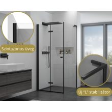 HD Felix "L" Black 70x100 aszimmetrikus szögletes összecsukható nyílóajtós zuhanykabin 6 mm vastag vízlepergető biztonsági üveggel, fekete elemekkel, 195 cm magas