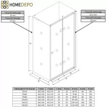 HD Felix "L" Black 70x100 aszimmetrikus szögletes összecsukható nyílóajtós zuhanykabin 6 mm vastag vízlepergető biztonsági üveggel, fekete elemekkel, 195 cm magas