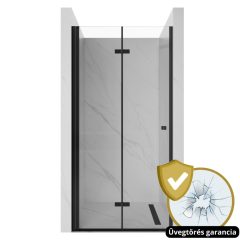   HD Felix Black 70/80/90/100/110 cm széles összecsukható zuhanyajtó 6 mm vastag vízlepergető biztonsági üveggel, fekete elemekkel, 195 cm magas