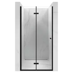   HD Felix Black 70/80/90/100/110 cm széles összecsukható zuhanyajtó 6 mm vastag vízlepergető biztonsági üveggel, fekete elemekkel, 195 cm magas