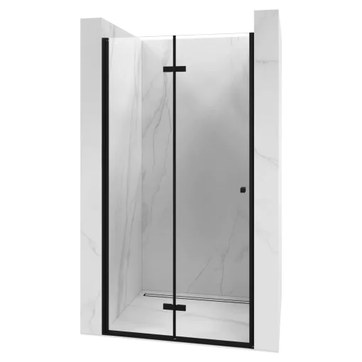 HD Felix Black 70/80/90/100/110 cm széles összecsukható zuhanyajtó 6 mm vastag vízlepergető biztonsági üveggel, fekete elemekkel, 195 cm magas