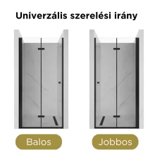 HD Felix Black 70/80/90/100/110 cm széles összecsukható zuhanyajtó 6 mm vastag vízlepergető biztonsági üveggel, fekete elemekkel, 195 cm magas