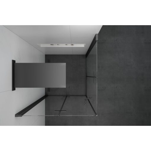 HD Felix Duo Black 100x70 aszimmetrikus szögletes összecsukható nyílóajtós zuhanykabin 6 mm vastag vízlepergető biztonsági üveggel, fekete elemekkel, 195 cm magas