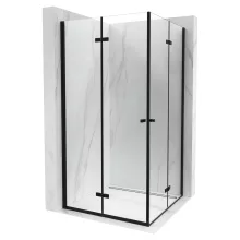 HD Felix Duo Black szögletes összecsukható nyílóajtós zuhanykabin 6 mm vastag vízlepergető biztonsági üveggel, fekete elemekkel, 195 cm magas