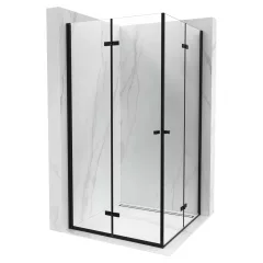   HD Felix Duo Black szögletes összecsukható nyílóajtós zuhanykabin 6 mm vastag vízlepergető biztonsági üveggel, fekete elemekkel, 195 cm magas