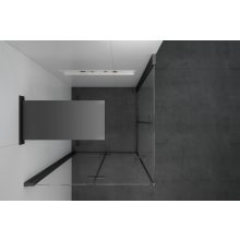HD Felix Duo Black 70x100 aszimmetrikus szögletes összecsukható nyílóajtós zuhanykabin 6 mm vastag vízlepergető biztonsági üveggel, fekete elemekkel, 195 cm magas